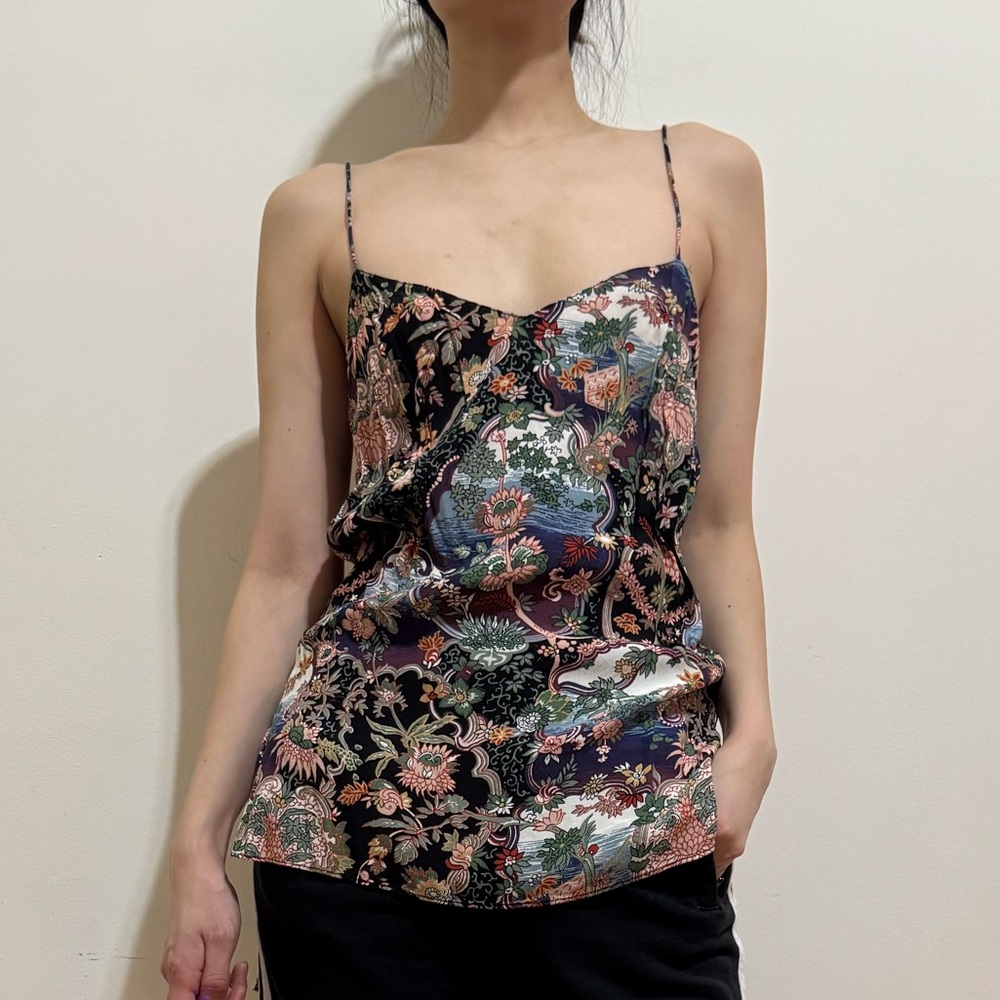 Floral Black and Multicolor Women's Top